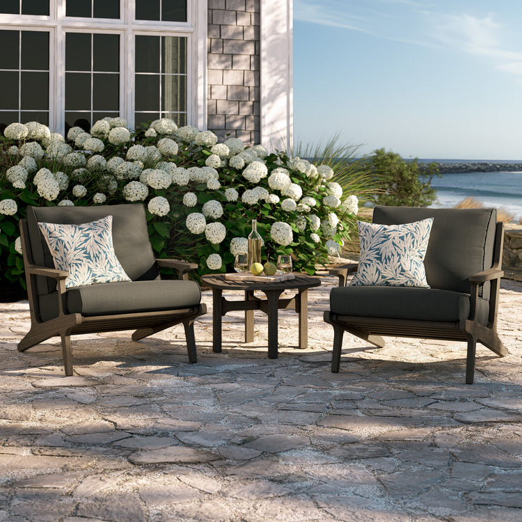 Saratoga 3-Piece Outdoor Teak Wood Furniture Set with Lounge Chairs and Side Table - Flint Gray