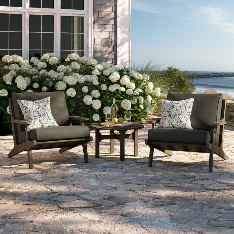 Saratoga 3-Piece Outdoor Teak Wood Furniture Set with Lounge Chairs and Side Table - Flint Gray