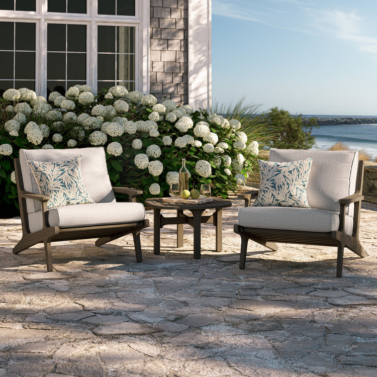 Saratoga 3-Piece Outdoor Teak Wood Furniture Set with Lounge Chairs and Side Table - Pebble