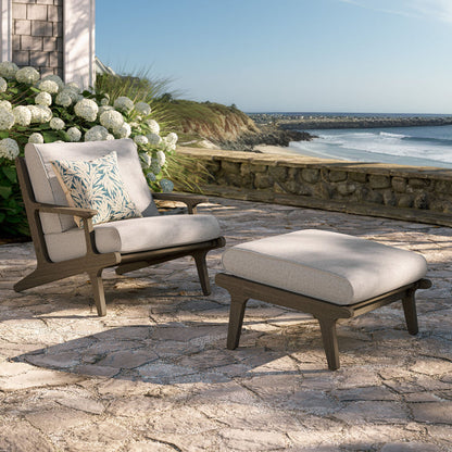 Saratoga Outdoor Teak Wood Chair and Ottoman Set - Pebble