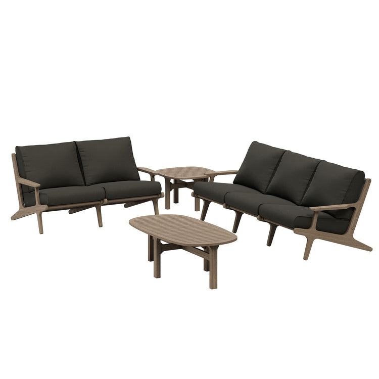 Saratoga 4-Piece Outdoor Teak Wood Furniture Set - Flint Gray
