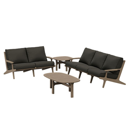 Saratoga 4-Piece Outdoor Teak Wood Furniture Set - Flint Gray