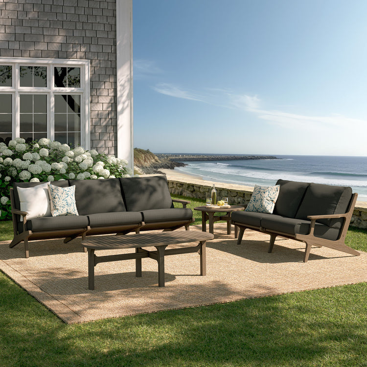 Saratoga 4-Piece Outdoor Teak Wood Furniture Set - Flint Gray