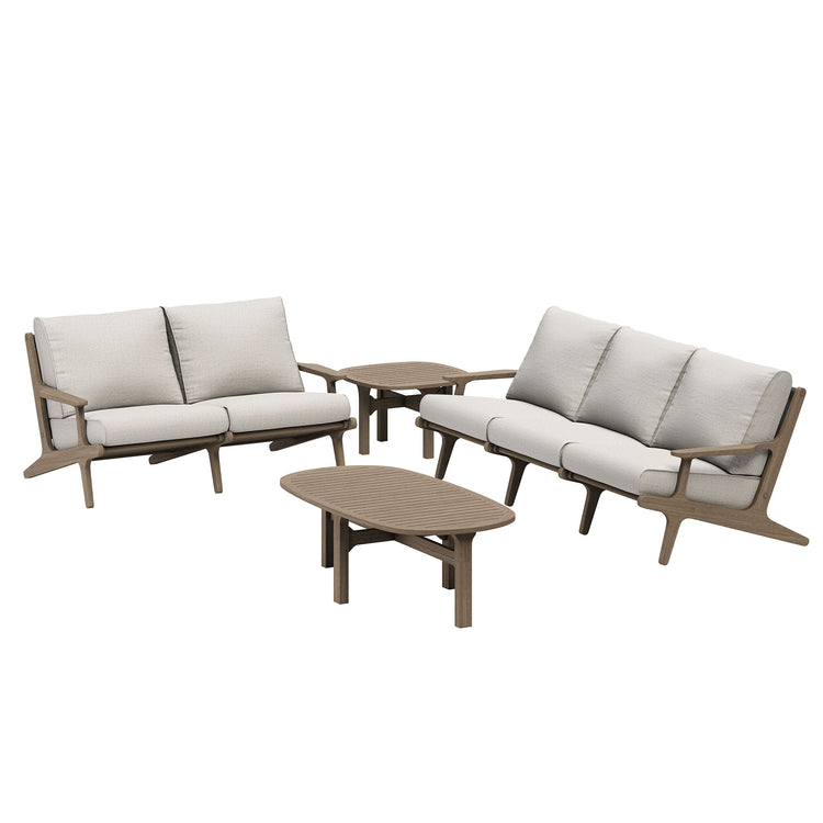 Saratoga 4-Piece Outdoor Teak Wood Furniture Set - Pebble
