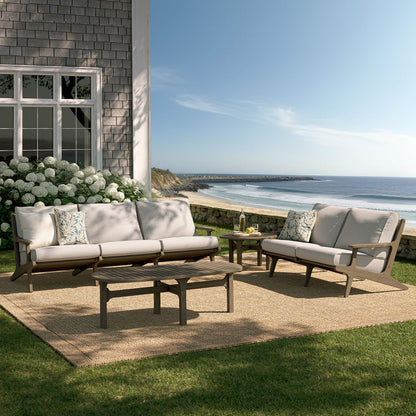 Saratoga 4-Piece Outdoor Teak Wood Furniture Set - Pebble