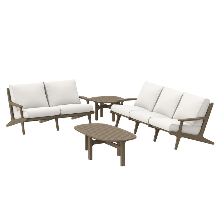 Saratoga 4-Piece Outdoor Teak Wood Furniture Set - Weathered Gray