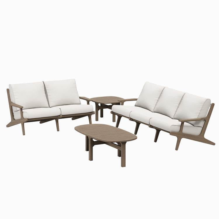 Saratoga 4-Piece Outdoor Teak Wood Furniture Set - Weathered Gray