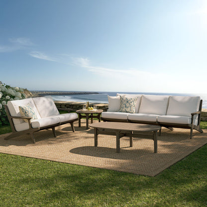 Saratoga 4-Piece Outdoor Teak Wood Furniture Set - Weathered Gray