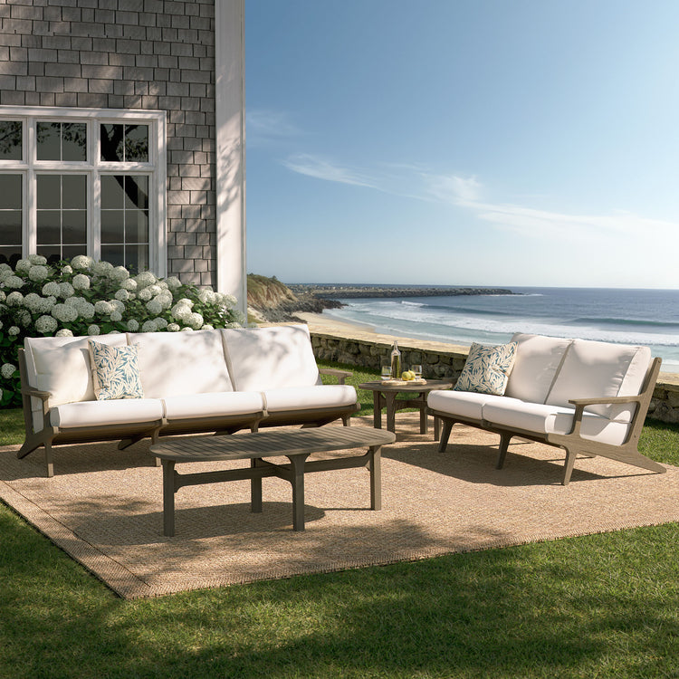 Saratoga 4-Piece Outdoor Teak Wood Furniture Set - Weathered Gray