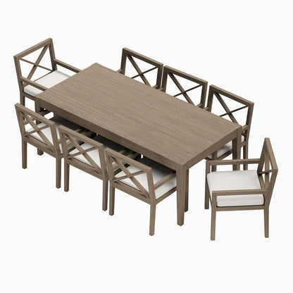Northlake 9-Piece Outdoor Teak Wood Dining Set - Weathered Gray