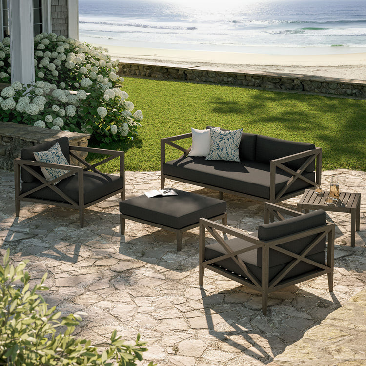 Northlake 5-Piece Outdoor Teak Wood Furniture Set - Flint Gray