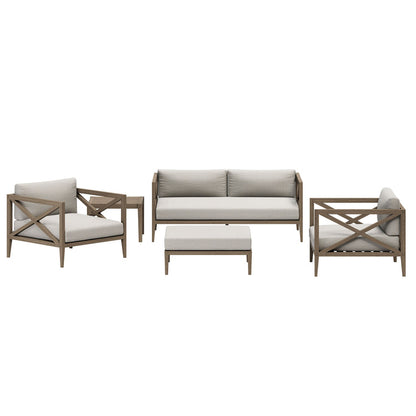 Northlake 5-Piece Outdoor Teak Wood Furniture Set - Pebble