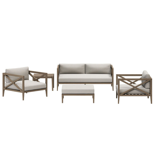 Northlake 5-Piece Outdoor Teak Wood Furniture Set - Pebble