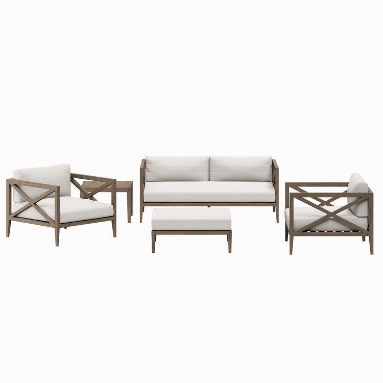 Northlake 5-Piece Outdoor Teak Wood Furniture Set - Weathered Gray