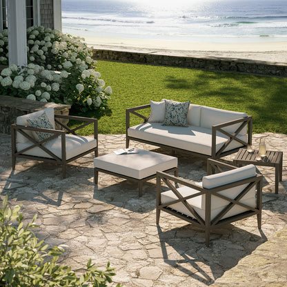 Northlake 5-Piece Outdoor Teak Wood Furniture Set - Weathered Gray