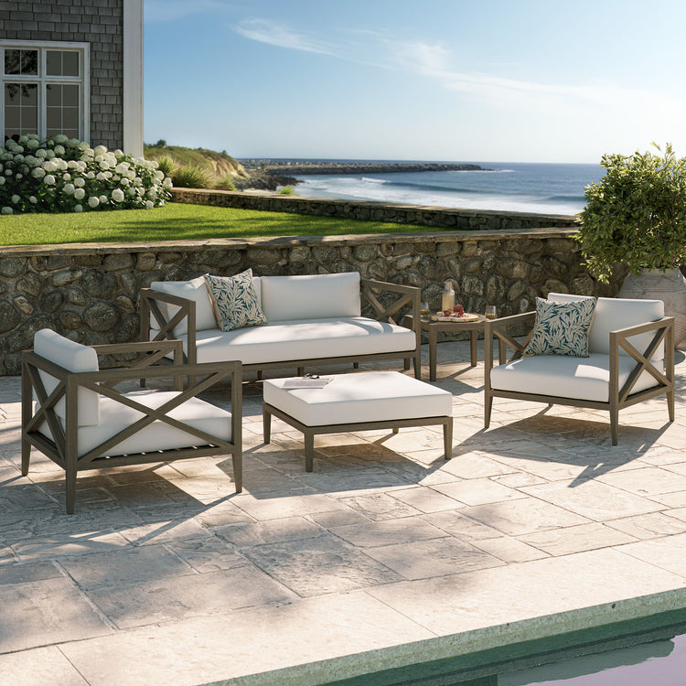 Northlake 5-Piece Outdoor Teak Wood Furniture Set - Weathered Gray