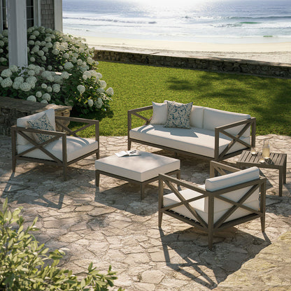 Northlake 5-Piece Outdoor Teak Wood Furniture Set - Weathered Gray