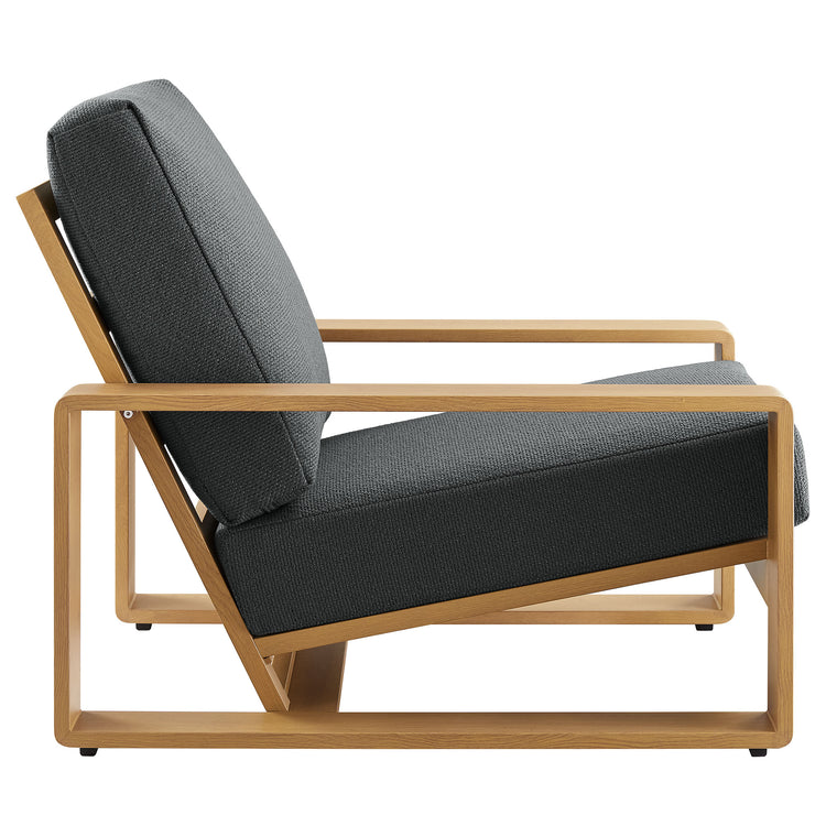 Lirienne Outdoor Patio Aluminum Faux Wood Armchair - Charcoal Natural