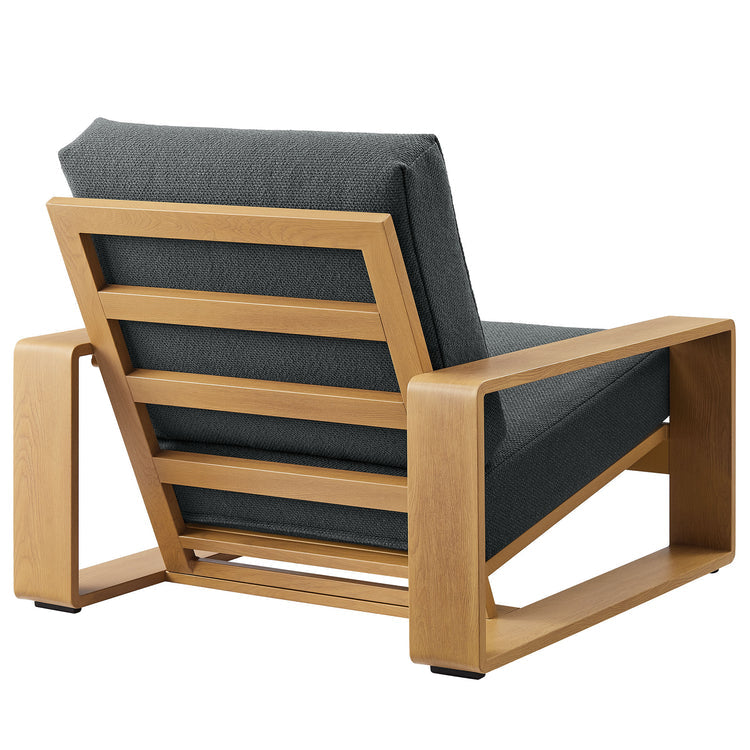 Lirienne Outdoor Patio Aluminum Faux Wood Armchair - Charcoal Natural