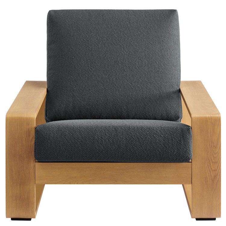 Lirienne Outdoor Patio Aluminum Faux Wood Armchair - Charcoal Natural
