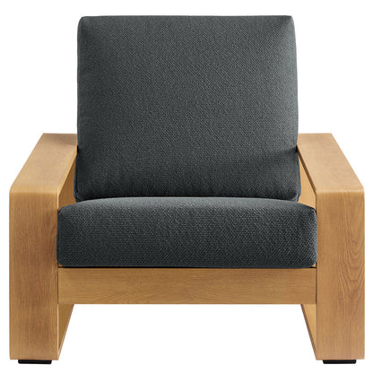 Lirienne Outdoor Patio Aluminum Faux Wood Armchair - Charcoal Natural
