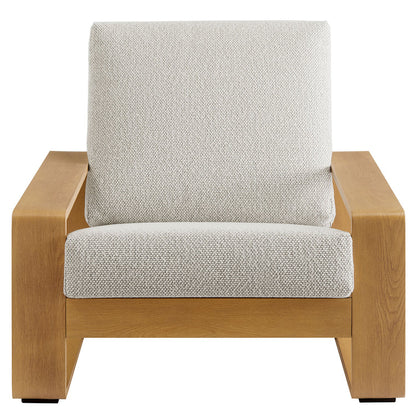 Lirienne Outdoor Patio Aluminum Faux Wood Armchair - Ivory Natural