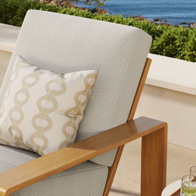 Lirienne Outdoor Patio Aluminum Faux Wood Armchair - Ivory Natural