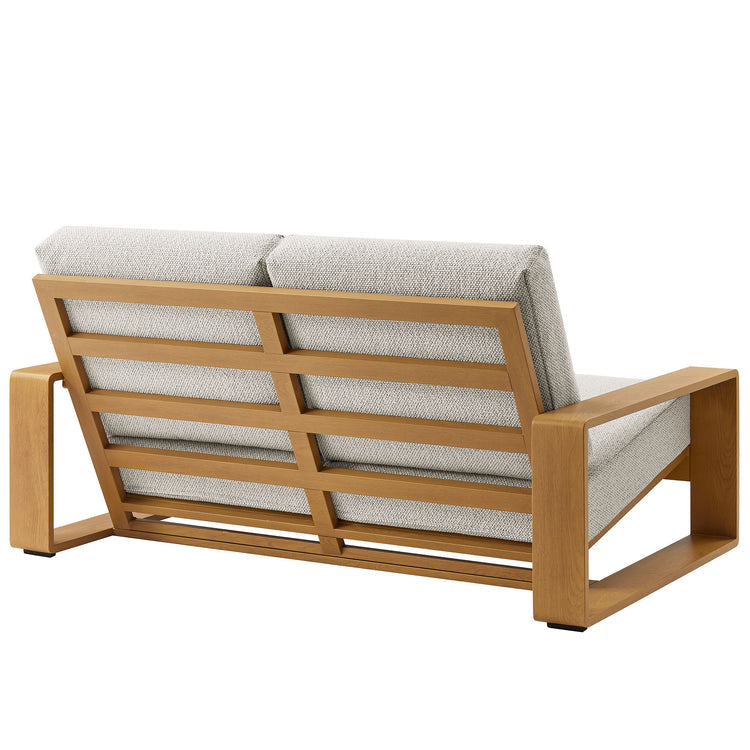 Lirienne 4-Piece Outdoor Patio Aluminum Faux Wood Furniture Set - Ivory Natural