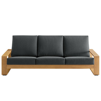 Lirienne Outdoor Patio Aluminum Faux Wood Sofa - Charcoal Natural
