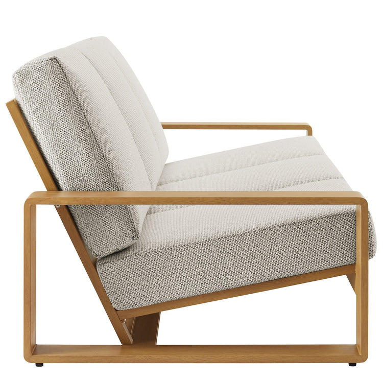 Lirienne 2-Piece Outdoor Patio Aluminum Faux Wood Furniture Set - Ivory Natural