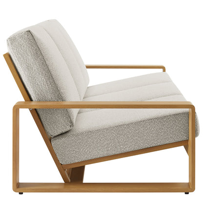 Lirienne 2-Piece Outdoor Patio Aluminum Faux Wood Furniture Set - Ivory Natural