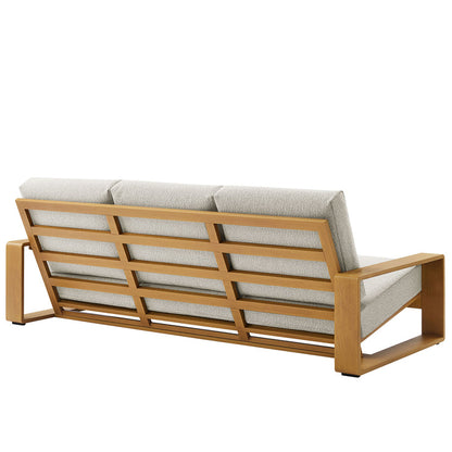 Lirienne 2-Piece Outdoor Patio Aluminum Faux Wood Furniture Set - Ivory Natural