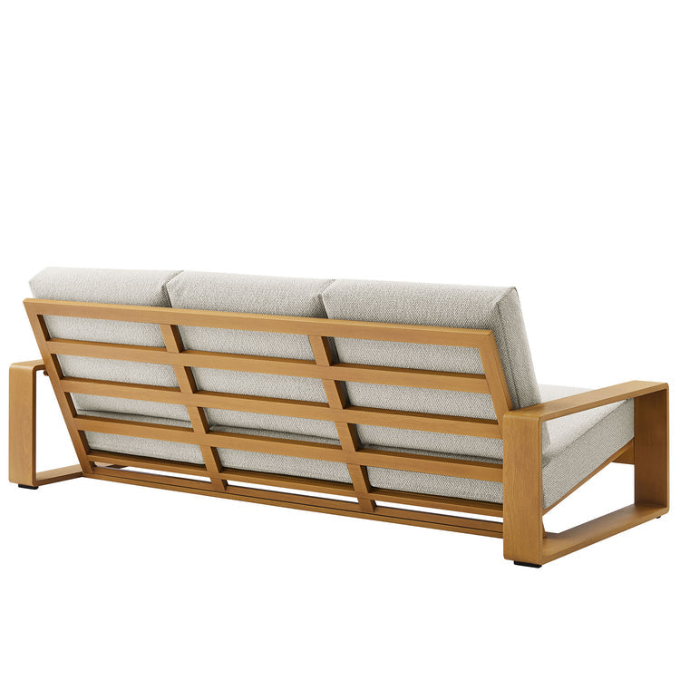 Lirienne Outdoor Patio Aluminum Faux Wood Sofa - Ivory Natural