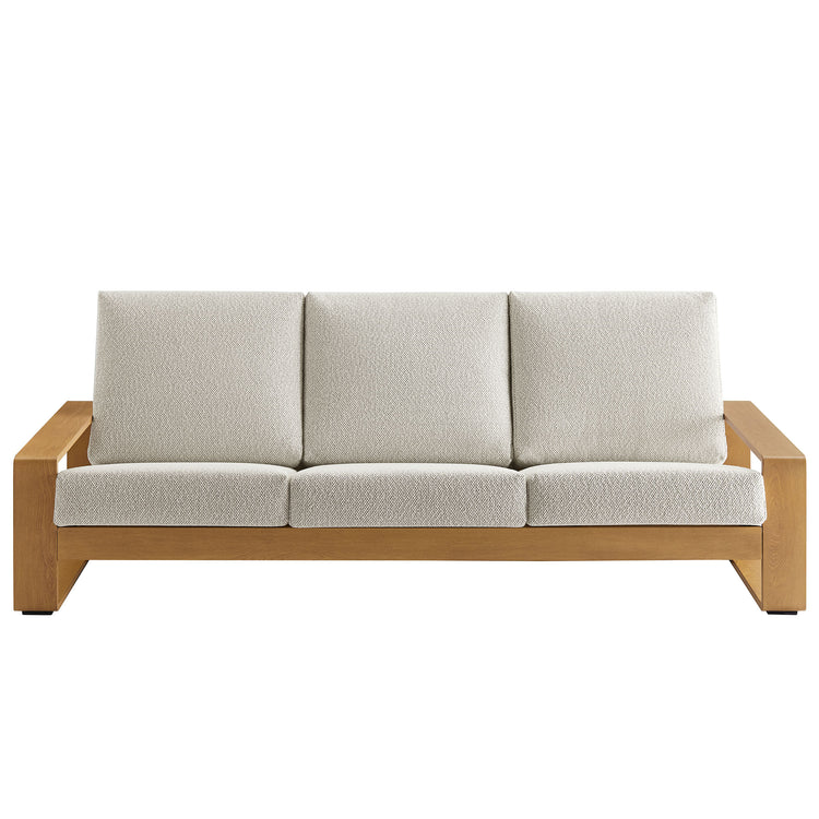 Lirienne Outdoor Patio Aluminum Faux Wood Sofa - Ivory Natural