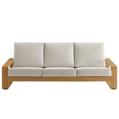 Lirienne Outdoor Patio Aluminum Faux Wood Sofa - Ivory Natural