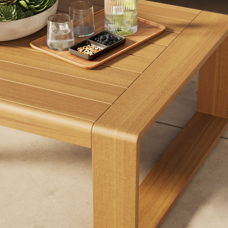 Lirienne Outdoor Patio Aluminum Faux Wood Coffee Table - Default Title