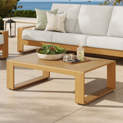 Lirienne Outdoor Patio Aluminum Faux Wood Coffee Table - Default Title