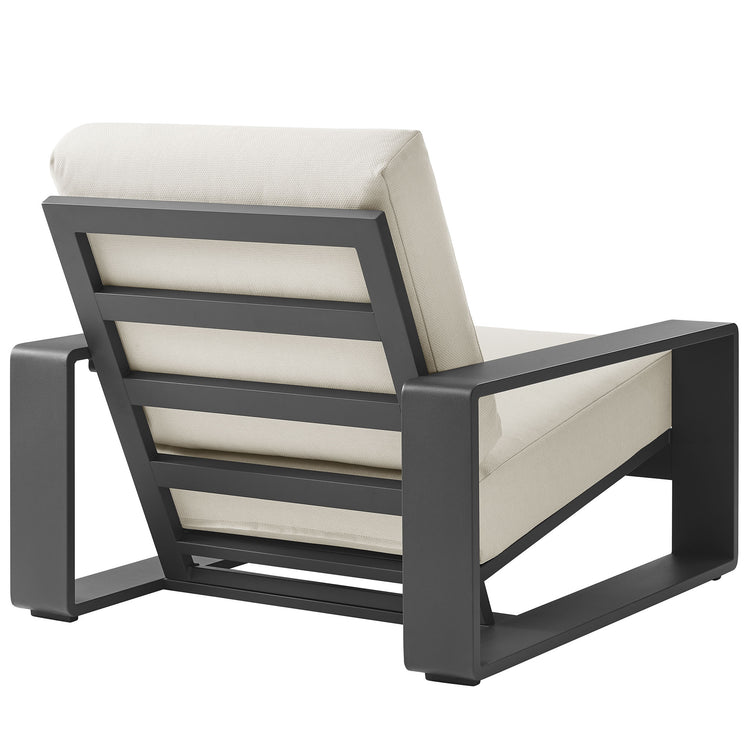 Lirienne Outdoor Patio Aluminum Armchair - Cream Gray