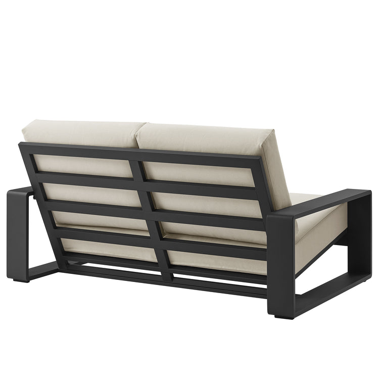 Lirienne Outdoor Patio Aluminum Loveseat - Cream Gray