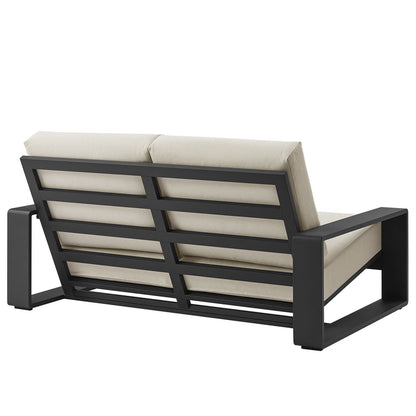Lirienne Outdoor Patio Aluminum Loveseat - Cream Gray