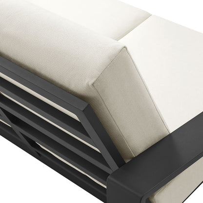 Lirienne Outdoor Patio Aluminum Loveseat - Cream Gray