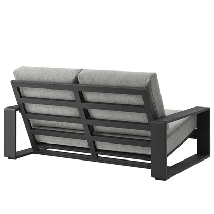 Lirienne Outdoor Patio Aluminum Loveseat - Light Gray Gray