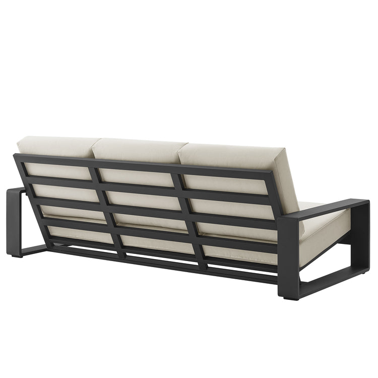 Lirienne Outdoor Patio Aluminum Sofa - Cream Gray