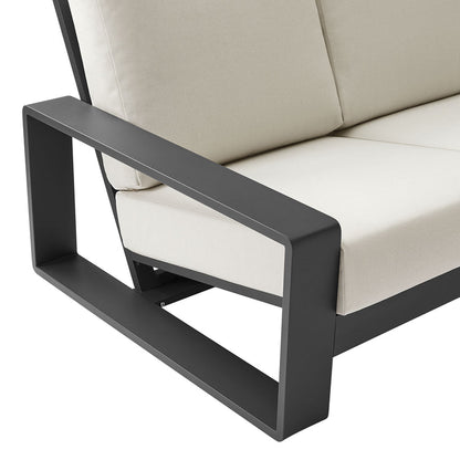 Lirienne Outdoor Patio Aluminum Sofa - Cream Gray