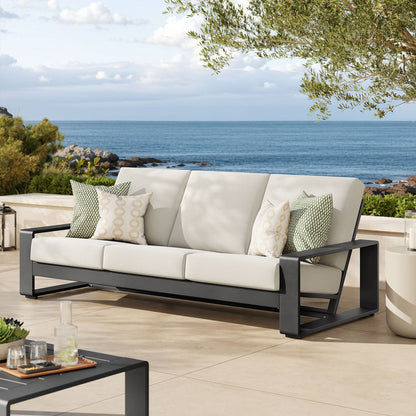Lirienne Outdoor Patio Aluminum Sofa - Cream Gray