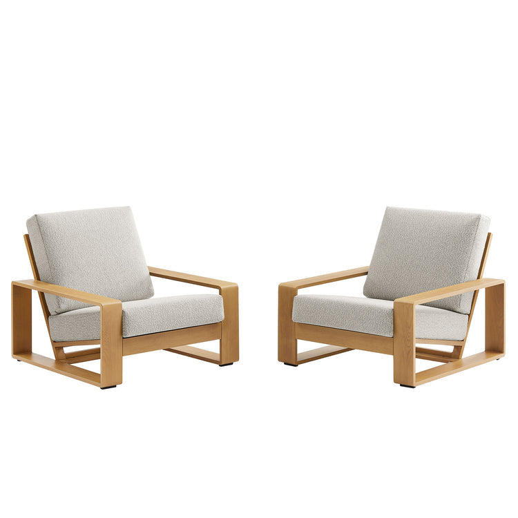 Lirienne Outdoor Patio Aluminum Faux Wood Armchairs Set of 2 - Ivory Natural