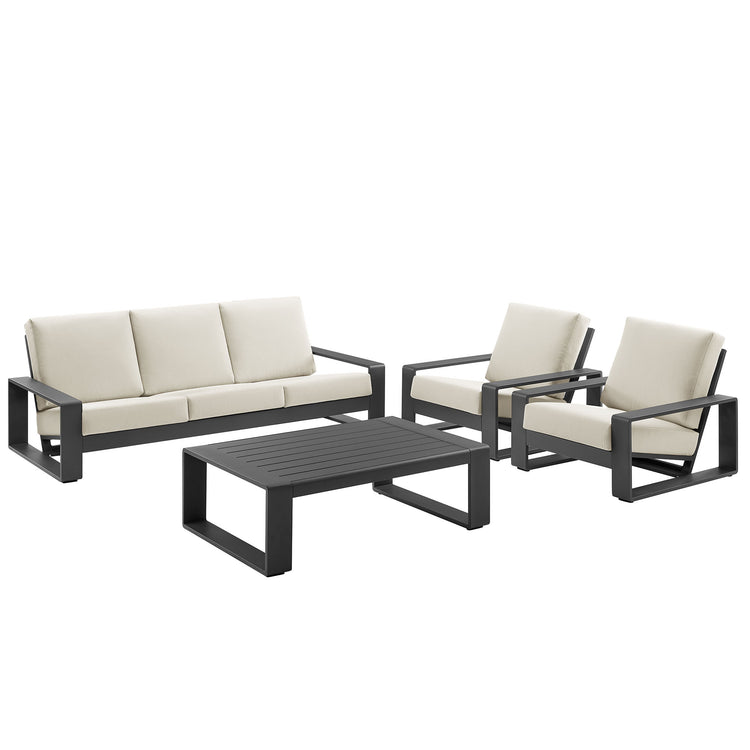 Lirienne 4-Piece Outdoor Patio Aluminum Furniture Set - Cream