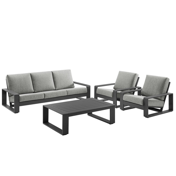 Lirienne 4-Piece Outdoor Patio Aluminum Furniture Set - Light Gray