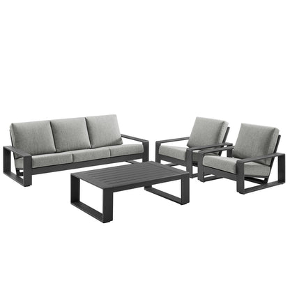 Lirienne 4-Piece Outdoor Patio Aluminum Furniture Set - Light Gray