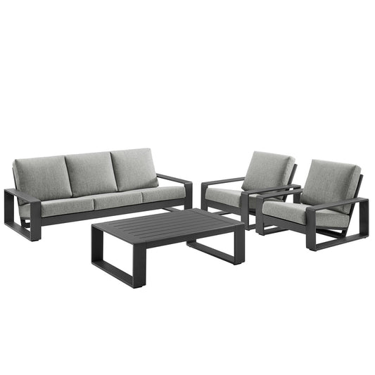 Lirienne 4-Piece Outdoor Patio Aluminum Furniture Set - Light Gray